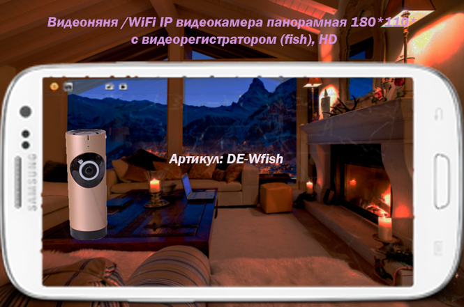 Видеоняня /WiFi IP видеокамера панорамная 180*110* с DVR (fish), HD Артикул: DE-Wfish